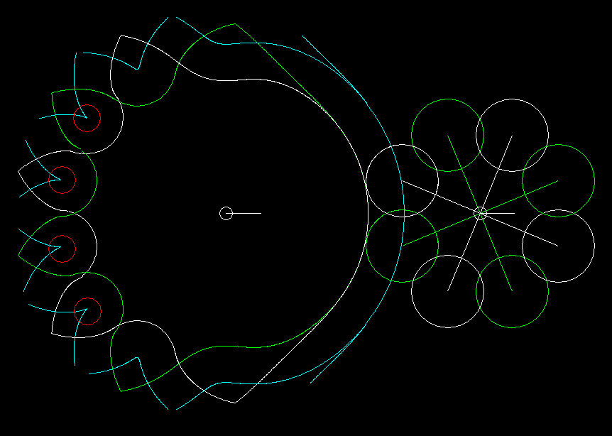 Parallel indexing cam with sharp edges in the roller center path, just not producing loops